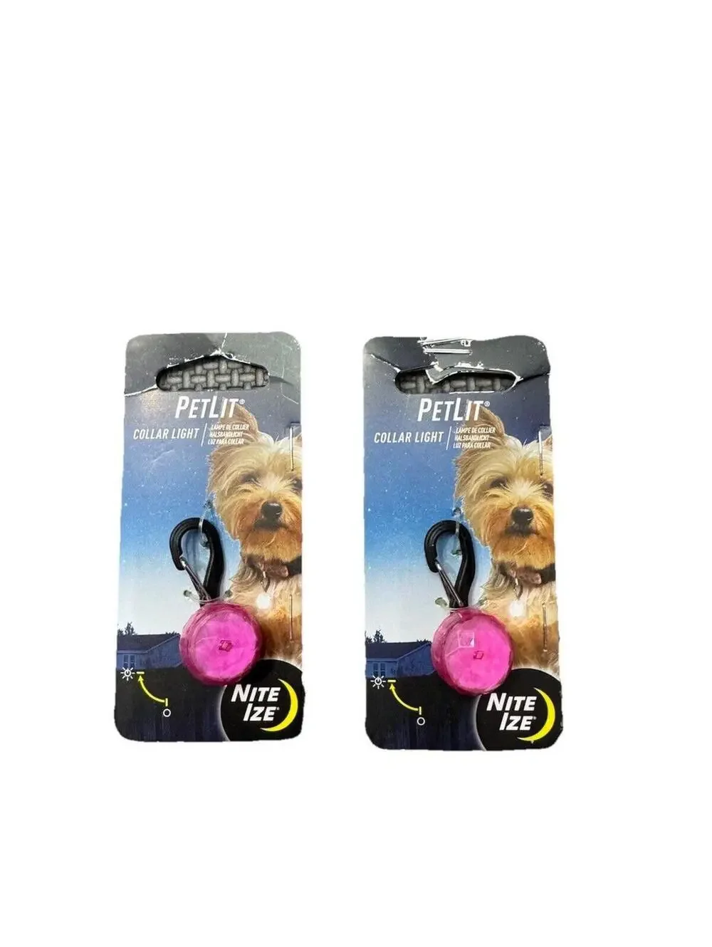 (RGB1) Nite Ize PetLit Collar Light Pink LED Clip-On Dog Safety Light Lot of 2
